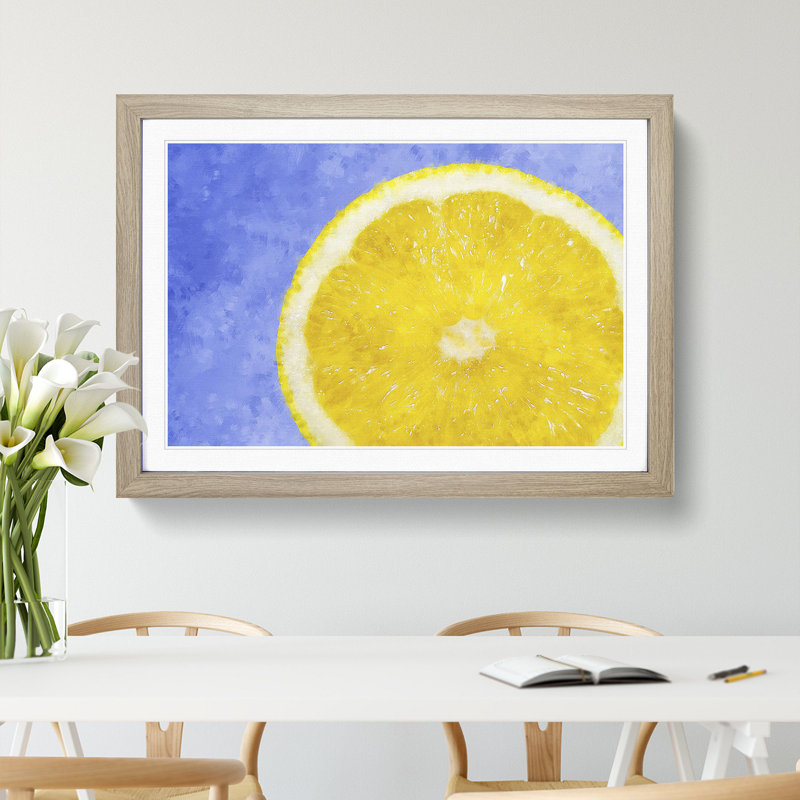 Lemon Slice - Picture Frame Painting Print, 62cm H x 87cm W x 2cm D, Oak Framed