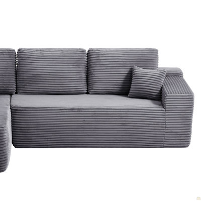 68-Inch Two-Seater, Can Be Paired With A Left Chaise Lounge To Form A Left-Facing L-Shape, Soft-Touch Fabric, Mainly For Living Room Use, Plush, Grey