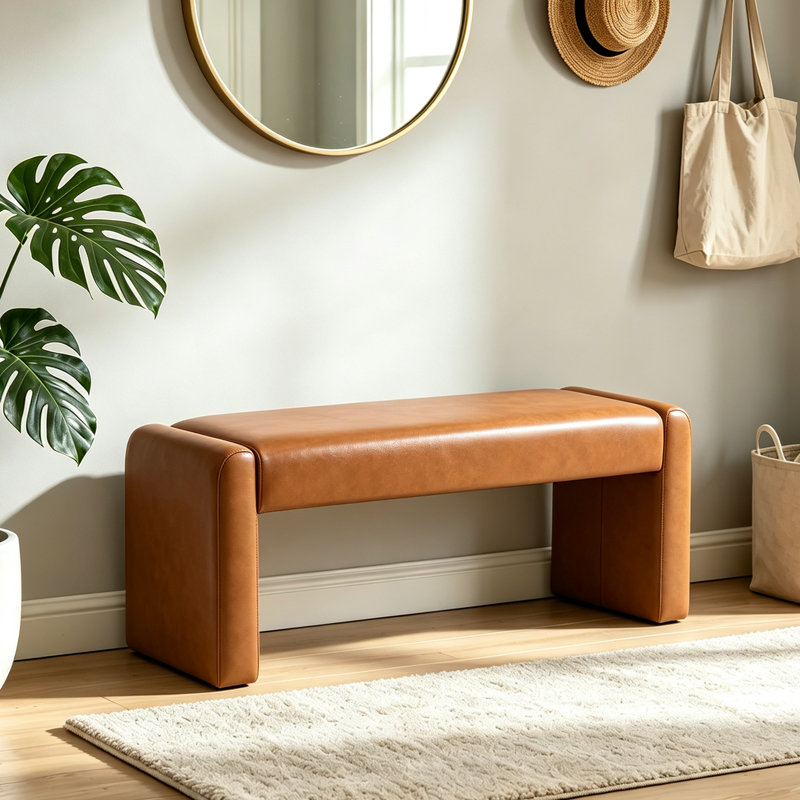 Velvet/Faux Leather Entryway Bench End Of Bed Bench Upholstered Modern Window Bench Comfy Ottoman For Dining Room/Bedroom/Living Room/Hallway/Indoor