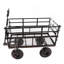 (Chariot utilitaire noir à double clôture) Les chariots de jardin avec chariot facilitent le transport du bois de chauffage-118414701
