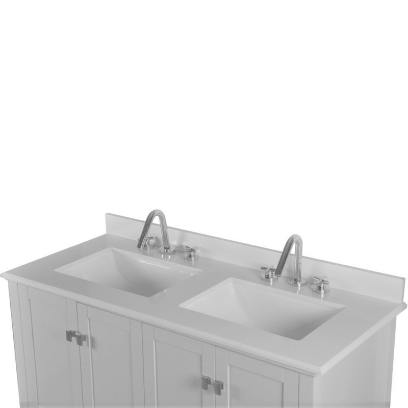 Akshayan 49” Double Vanity With Quartz Top, Light Gray