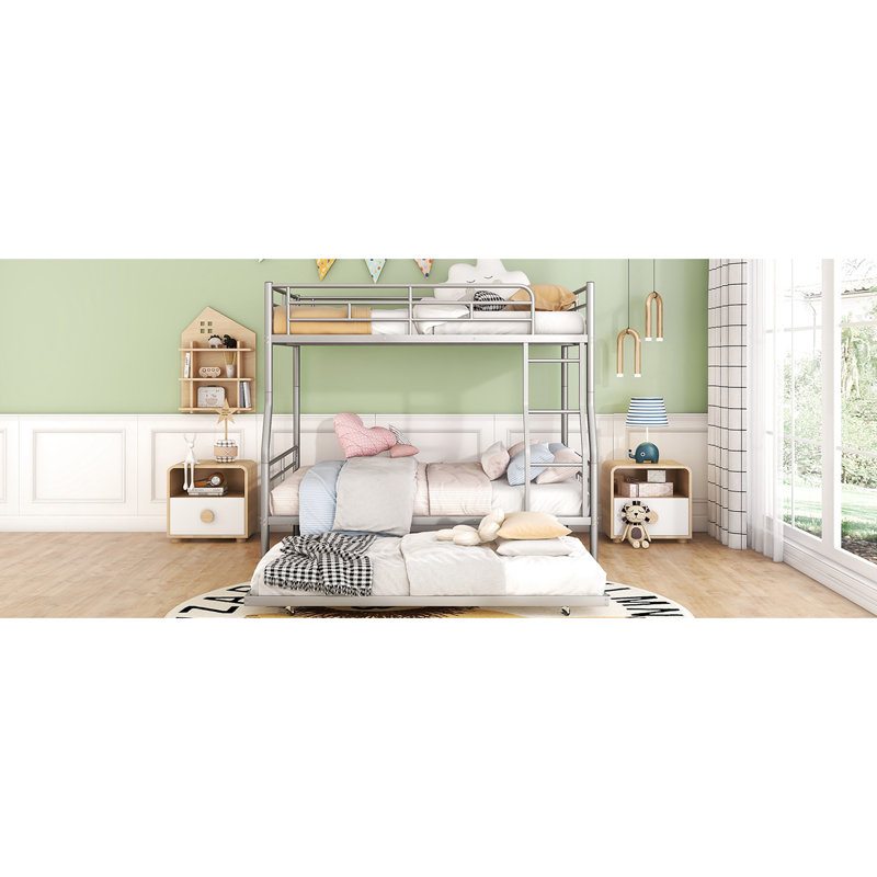 Lit superposé au-dessus de grand lit double avec lit gigogne Silver, Double TG sur grand, Argent argent
