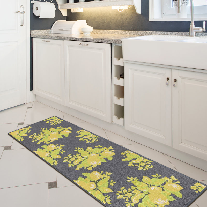 Glamour Non Slip Rubberback Kitchen Runner Rug, Gray