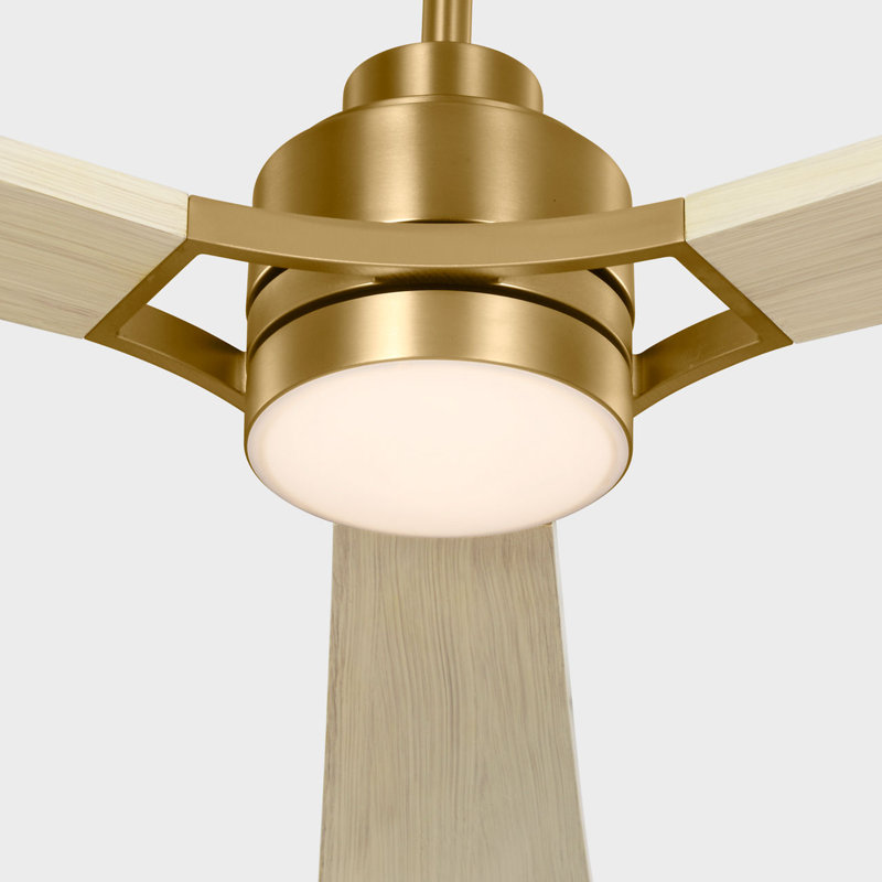 Trillium Smart 60 LED Ceiling Fan, Burnished Brass, Washed White Oak