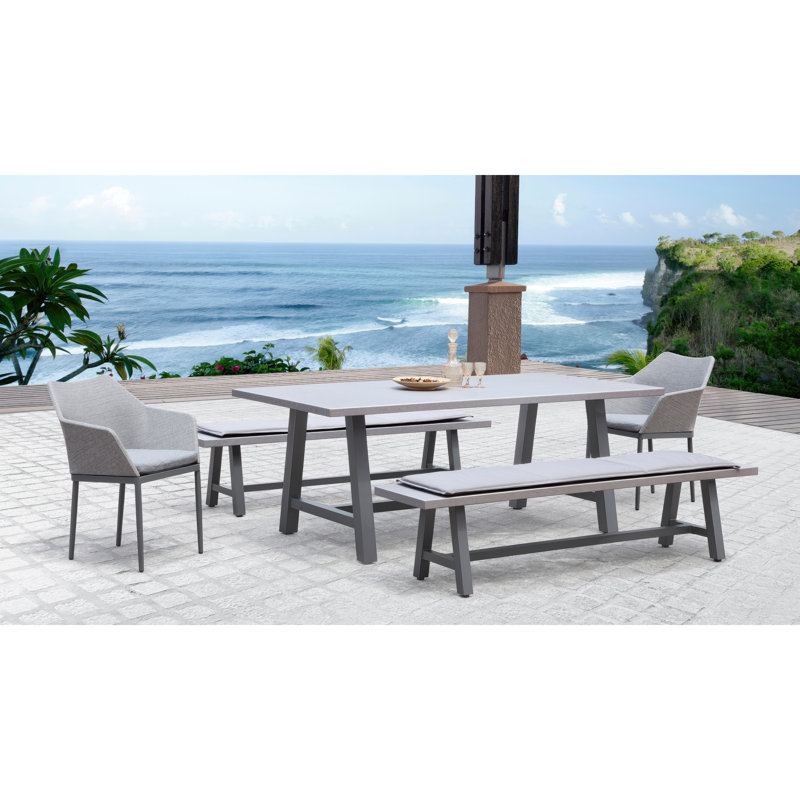 Common Trestle Outdoor 5 - Piece Dining Set with Cushions