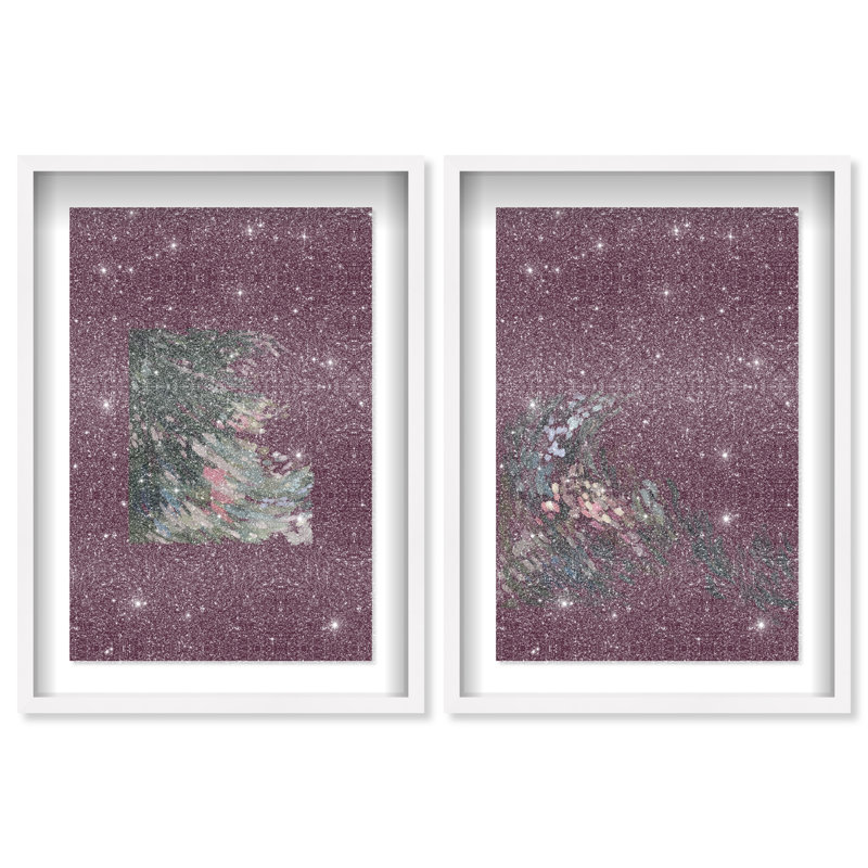Delicate Spring Set Shadowbox Abstract Print by Oliver Gal, Black Frame, 10 x 15, 37.5"H x 55.5"W, White Shadowbox