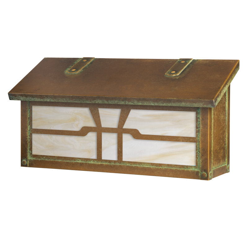 Gamble Brass Wall Mounted Mailbox, Gold Iridescent, New Verde