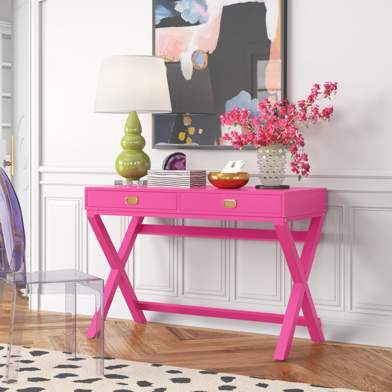 Halstad Solid Wood Writing Desk, Raspberry Pink