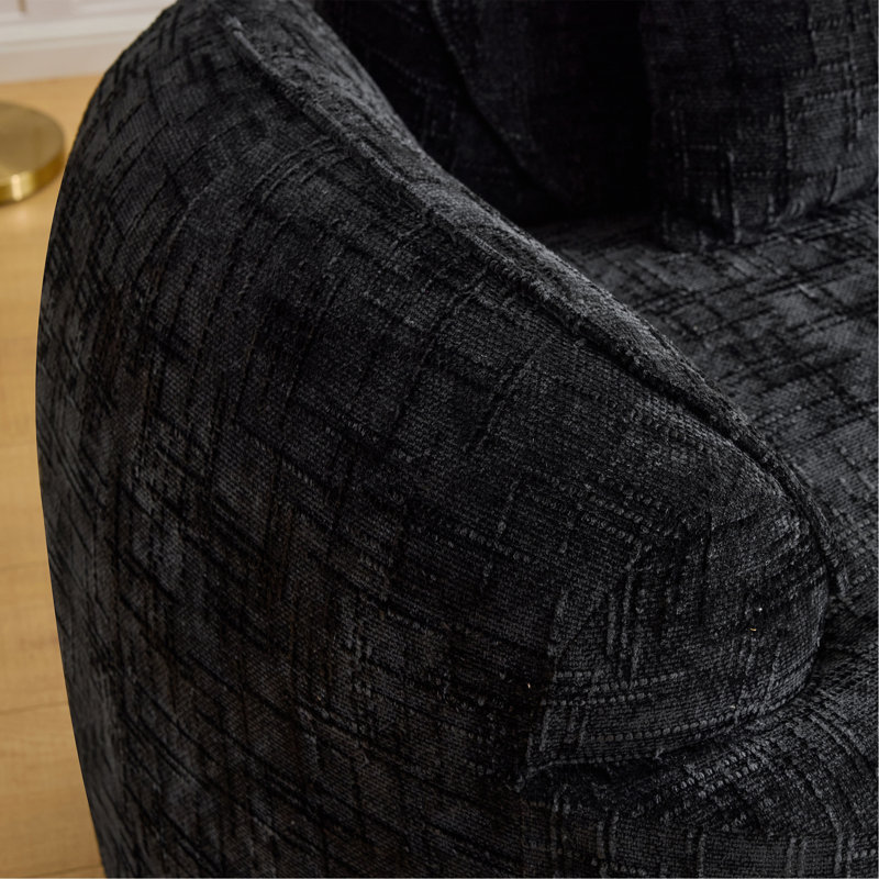 Black Curved Compressed Sofa, Creative Nordic-Style Design For Living Room, Comfortable, Soft And Suitable For Multiple Scenarios