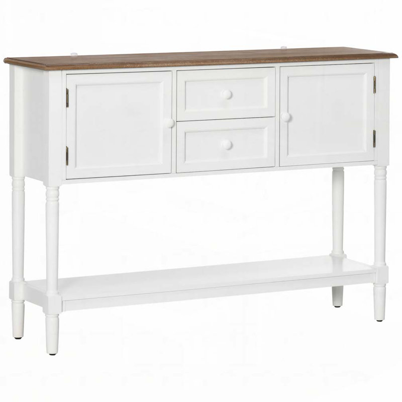 Console avec tiroirs, table d'entrée vintage avec 2 tiroirs, armoires et tablette inférieure