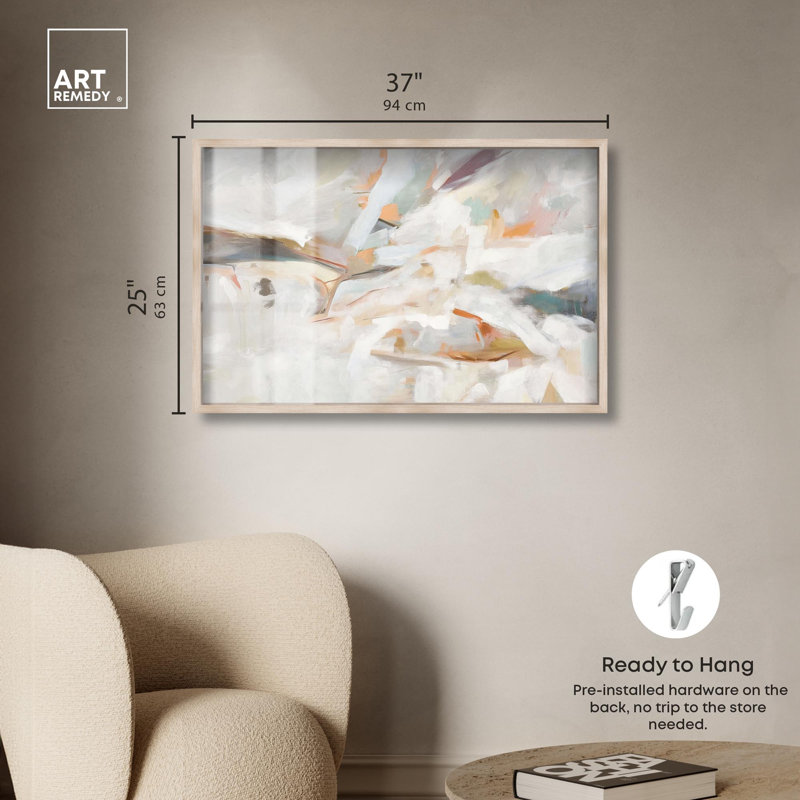 Alabaster Interlude II Boho Art Shadowbox Print par Art Remedy, H 25 po x l 37 po, Crème, crème
