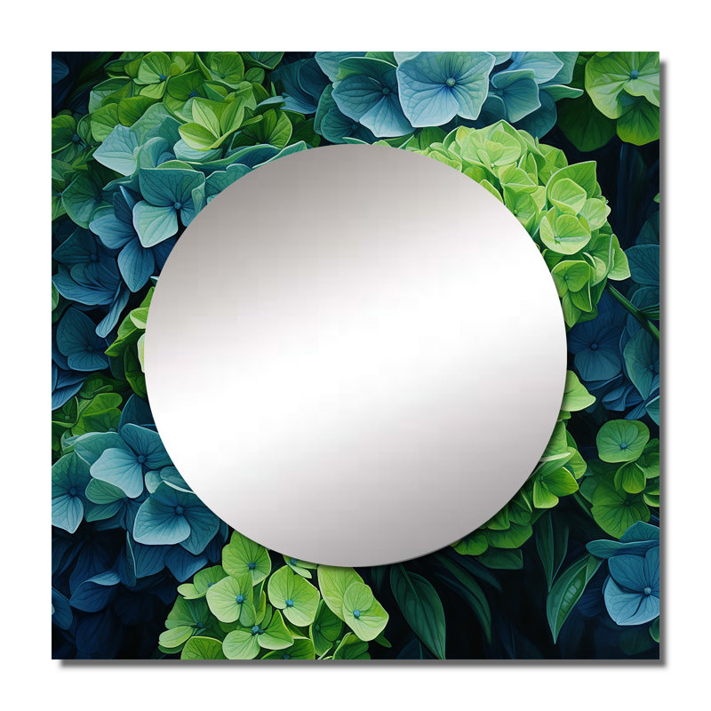 Jahia - Miroir carré d'hortensia pour décoration murale, 23 po x 23 po