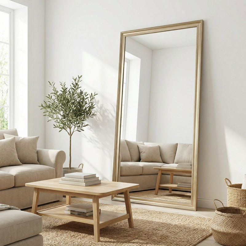Miroir de plancher 32 po x 70 po pleine longueur - Cadre en bois d'ingénierie, élégant et durable