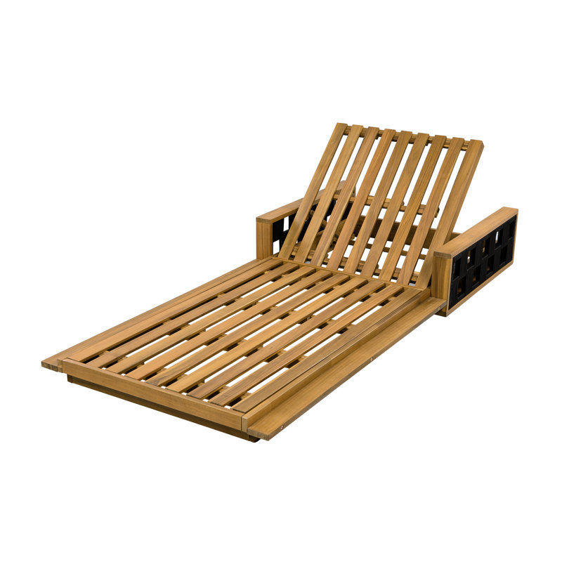 Raya Modern Coastal Acacia Wood Rope Chaise Lounge