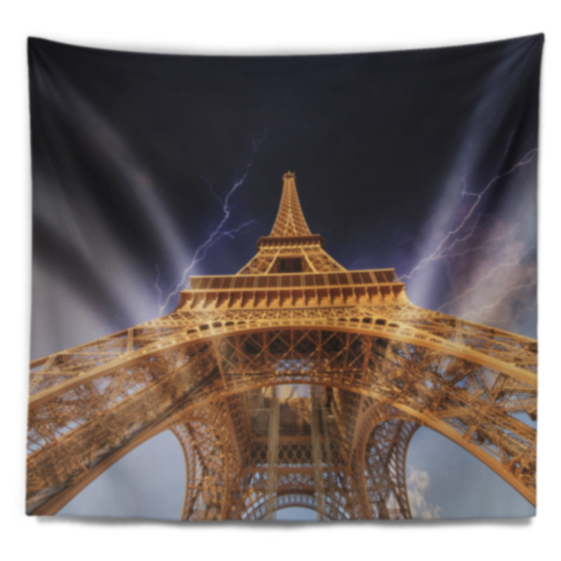 Tapisserie paysage urbain au-dessus de la tour Eiffel à Paris, H 50 po x l 60 po