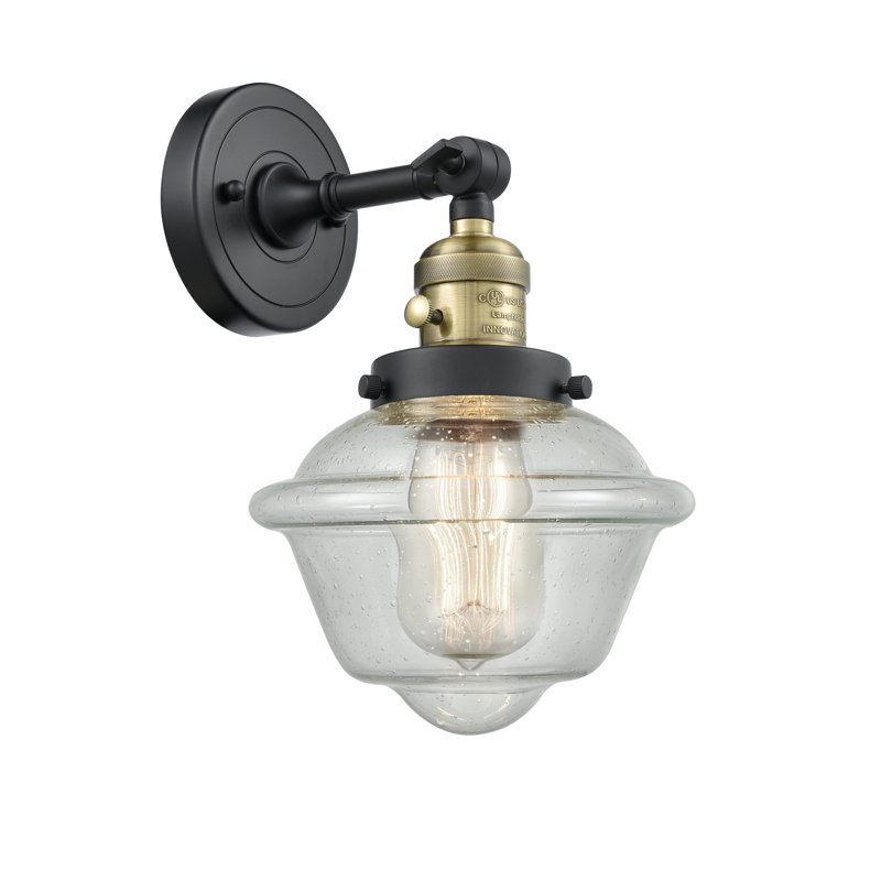 Agosto Armed Sconce, 60 Watt Vintage Incandescent Bulb, Seedy, Black Antique Brass