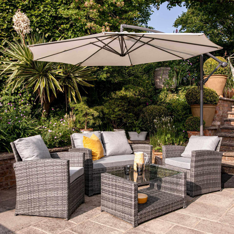 Colvin All Weather Wicker/Rattan 4 - Person with Cushions, Cream 