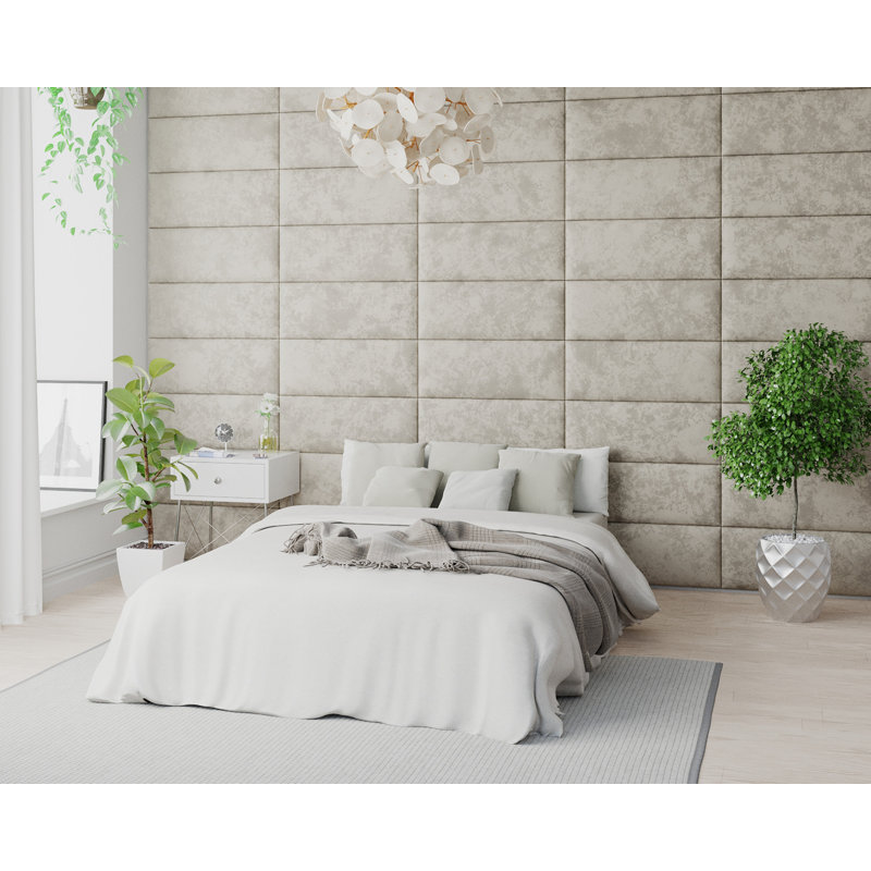 Kamau 30 cm x 75 cm Peel and Stick Upholstered Wall Paneling in Pearl