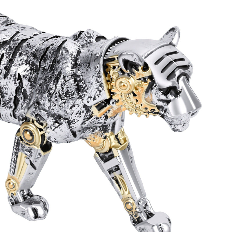 Statue animal et sculpture sculptée en résine peinte à la main Steampunk pour bureau à domicile Tiger