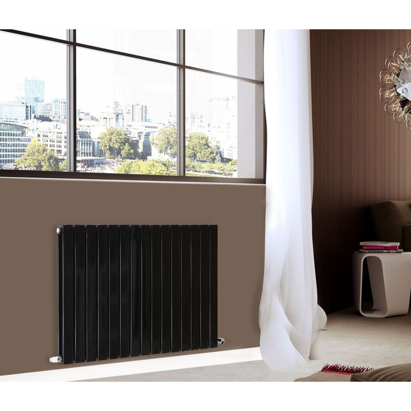 Shonta Horizontal Single Flat Panel Radiator, Normal Black, 60cm H x 74.8cm W