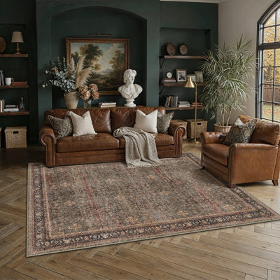 Tapis rouge / brun Rhys