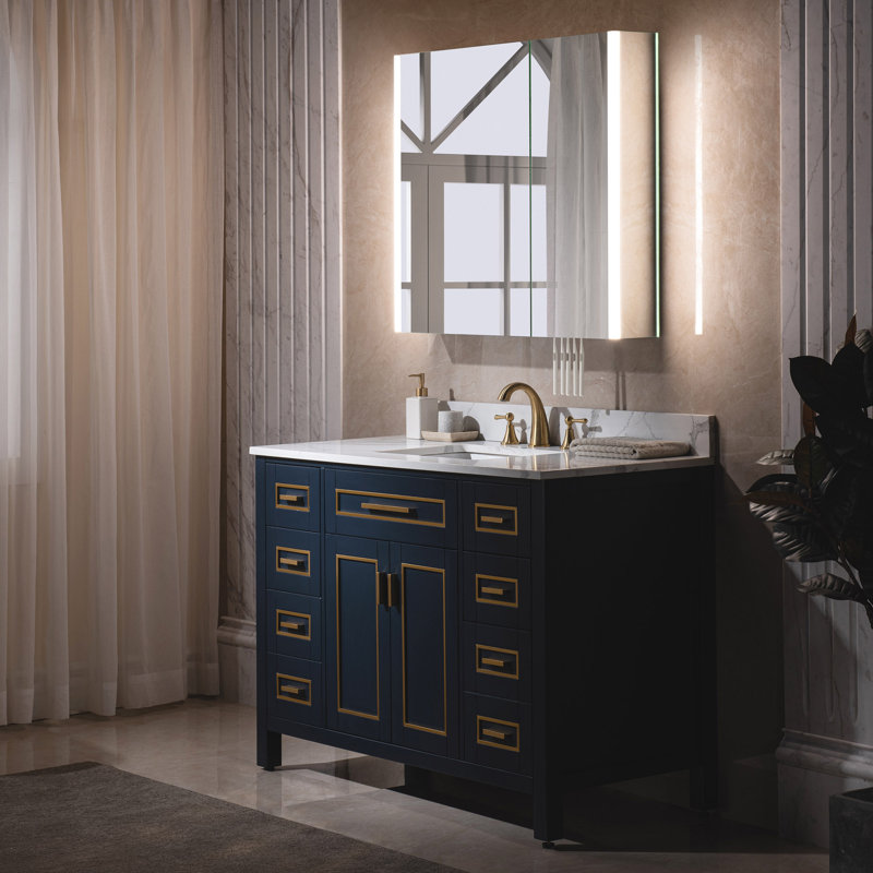 36"W X 30"H Surface Mount Frameless 2 Doors Medicine Cabinet With Mirror Defogger And Soft Close Hinges
