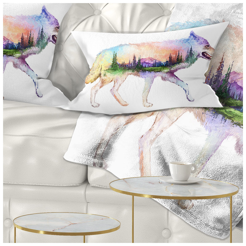 Coussin lombaire loup à double exposition animal