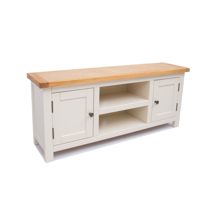 Abiorn TV Stand for TVs up to 55", White/Natural/Brass
