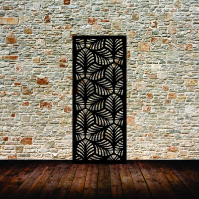 Leaves Aluminum Laser-Cut Privacy Screen Panel  – Powder-Coated Outdoor Metal Wall Art, Decorative Garden Fence Privacy Divider