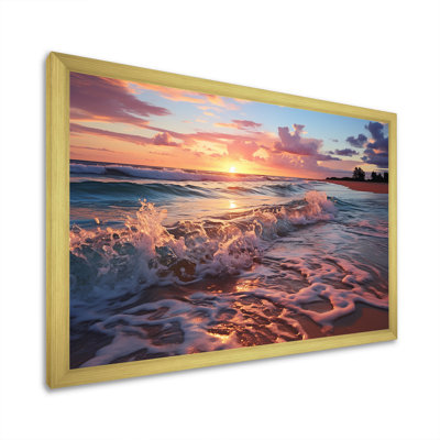 «Beachside Sunset Horizon 5 - Rose», art mural