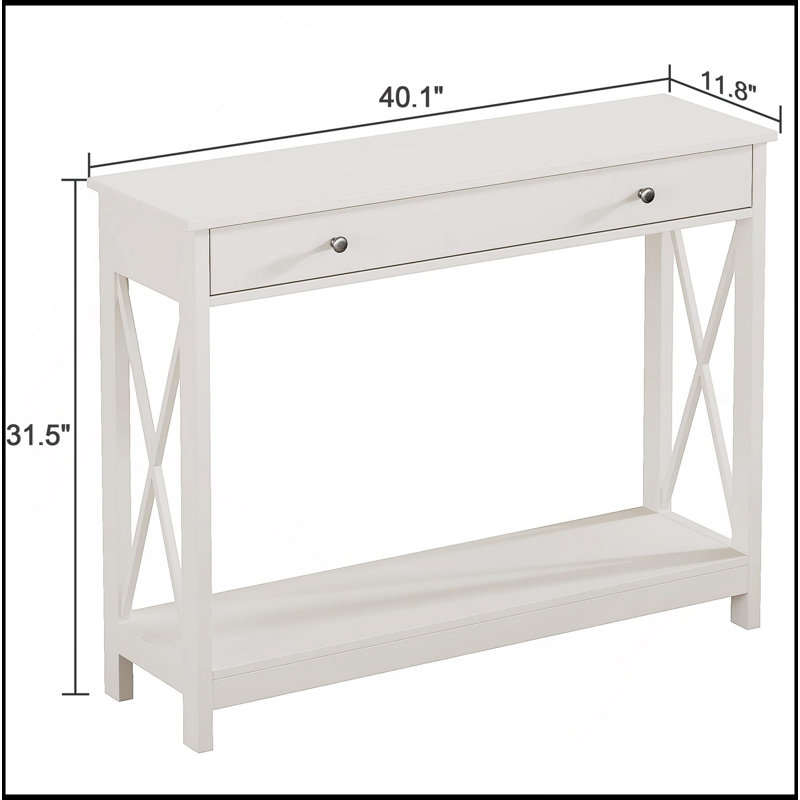 Console avec tiroir et tablettes de rangement, canapé de vestibule de vestibule pour le salon, couloir, blanc, Blanc