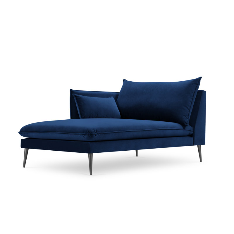 Adoraim Velvet Chaise Lounge, Left-Arm Chaise, Royal Blue, Black