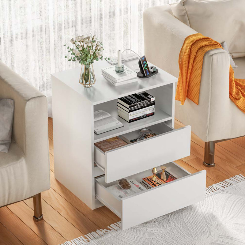 Table de bout avec station de charge USB C rapide, Blanc
