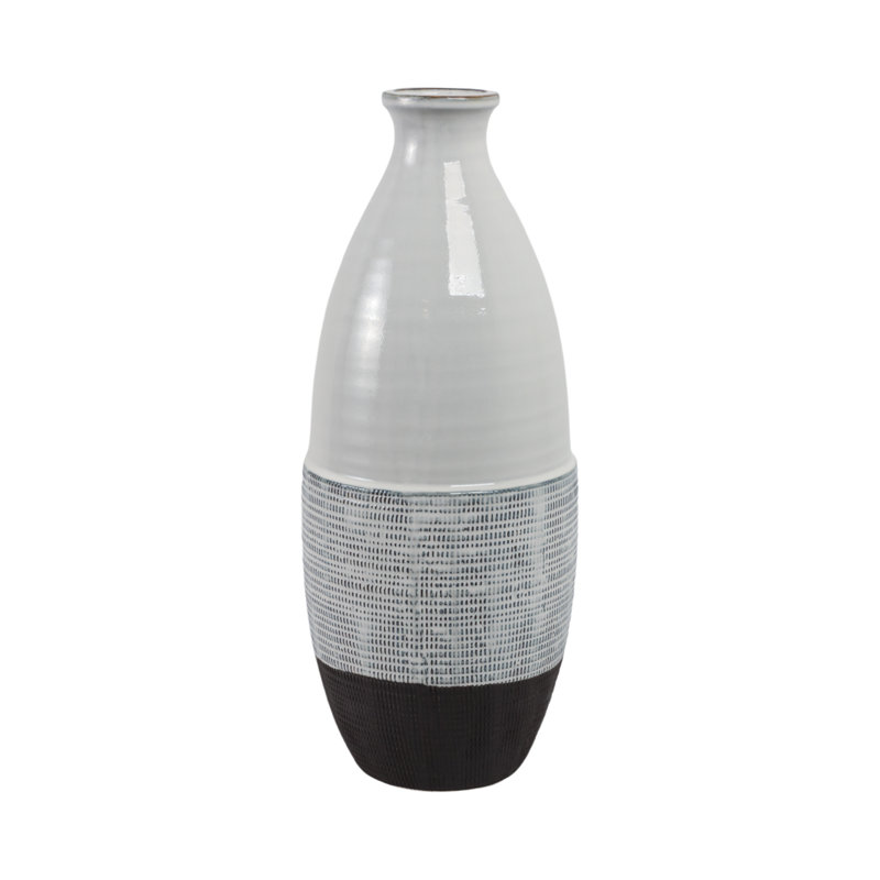 Textured Bottom Vase, Grey, 22" H x 9" W x 9" D