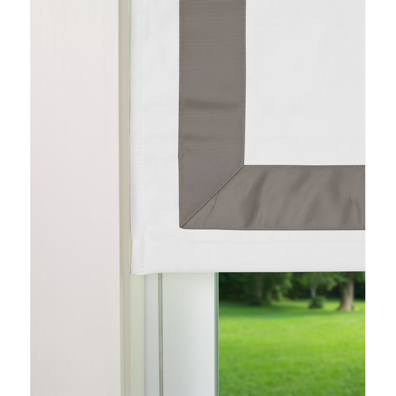 Blackout Roman Shade, Gray/White, 63"L, 27"W