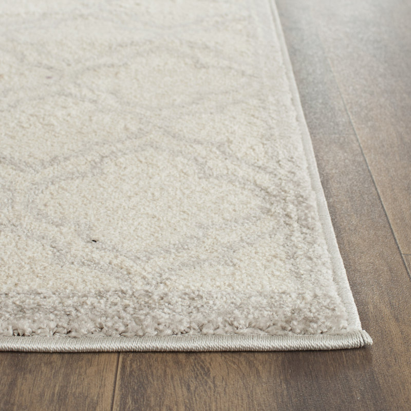 Ammundsen Geometric Light Gray/Ivory Area Rug, Square 7'
