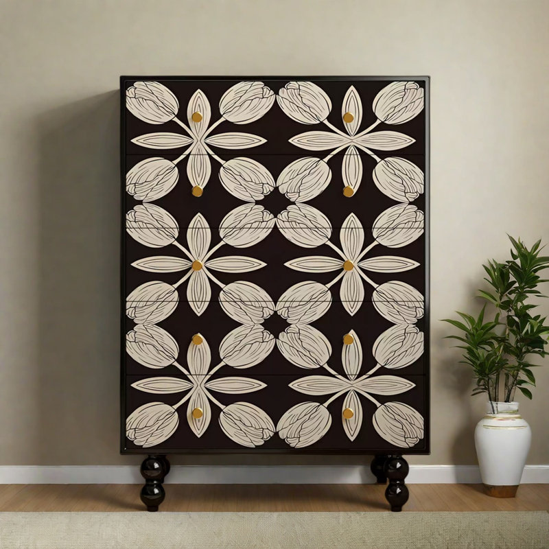 Commode d'appoint de rangement moderne à cinq tiroirs