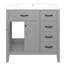 Meuble-lavabo 36 po, lavabo autoportant en bois massif et encastré gris, tiroirs décoratifs pour la maison-1413726557