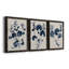 Bleu marine et feuilles de lin II - ensemble de 3 peintures sur toile encadrées-1524676177-1524676207