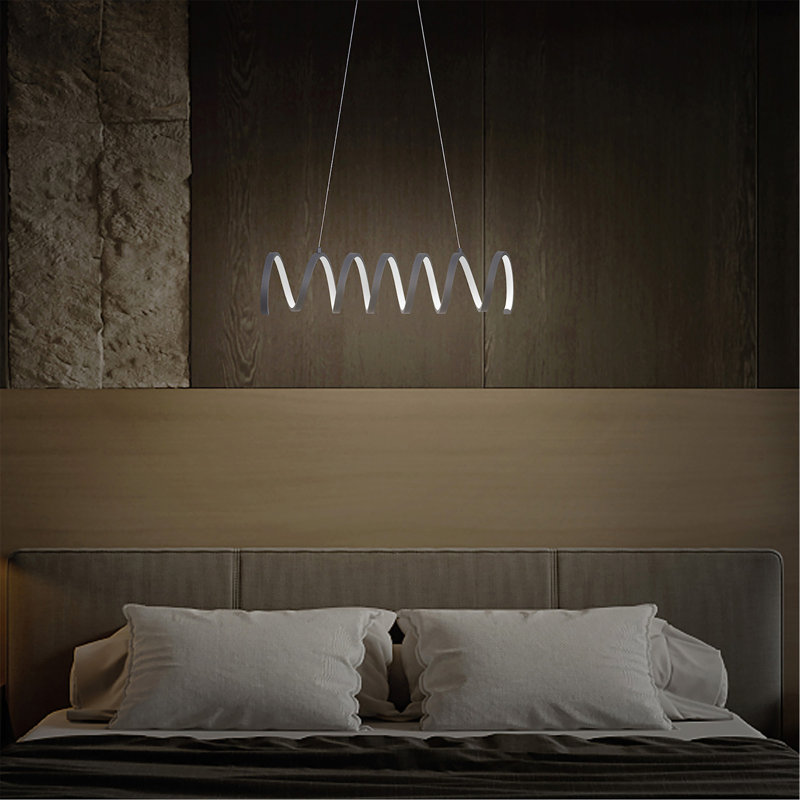 Luminaire suspendu moderne en aluminium à boucle spiralée de 14 po de L 23 po x H 6 po avec fil de suspension réglable de 47 po à 12 po