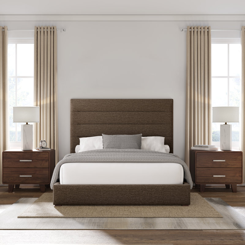 Lit tapissier standard Dezyah, Revolution® en lin brun, Très grand
