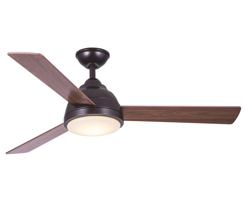 Aasiyah 52'' Ceiling Fan with LED Lights, Oiled Bronze with Maple/Walnut Blades