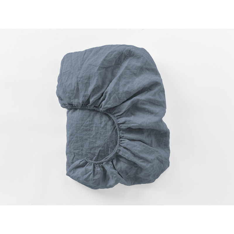 Coyuchi Organic Relaxed Linen Fitted Sheet, Queen Fitted Sheet, Natural Chambray