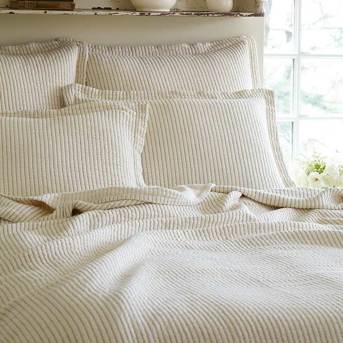 Taylor Linens Hudson Stripe Coverlet Set, Charcoal Stripe , Twin