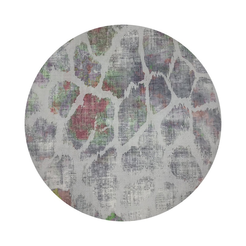Giraffe Vegan Leather Round Pebble Placemat, Holiday