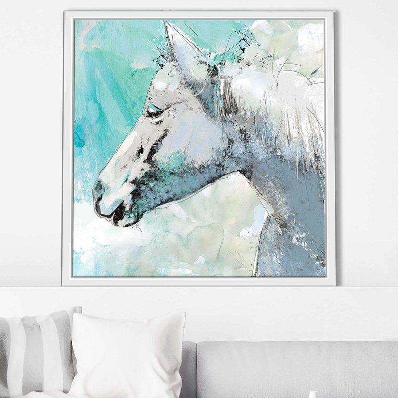 «Happy Trails» par Carol Robinson - Peinture, H 21,5 po x l 21,5 po x P 2 po, Cadre flottant blanc