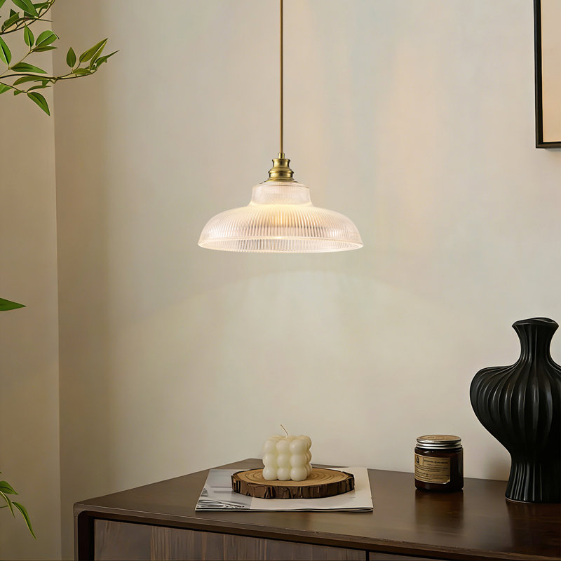 Luminaire suspendu en dôme 1 lumière, Doré