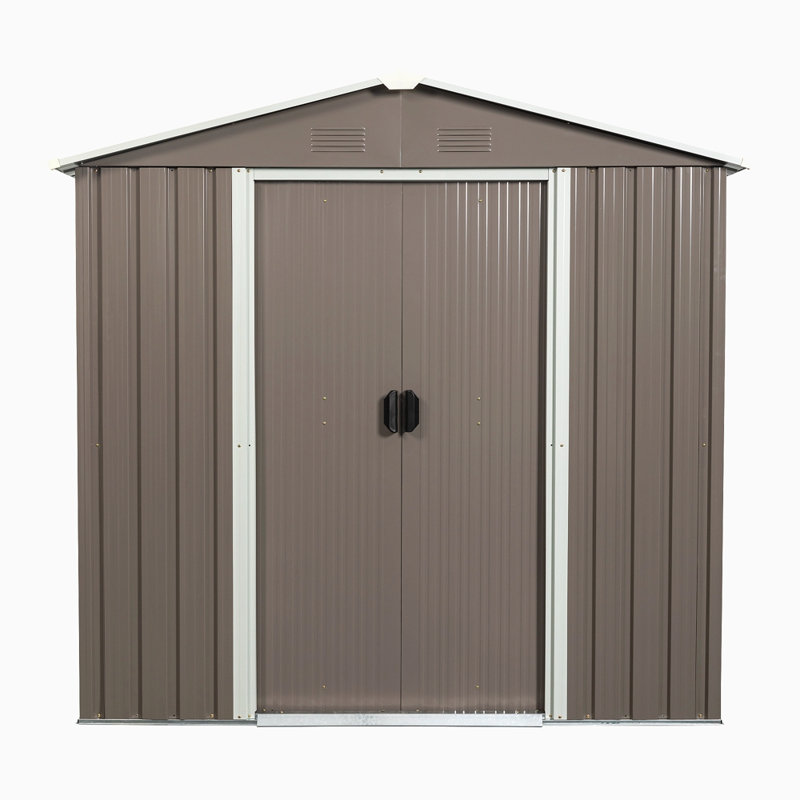 Remise de rangement extérieure en métal gris, H 72,56 po x l 72,56 po x P 46,97 po