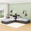 Lit plateforme simple avec lit gigogne simple, tiroirs de rangement et bureau intégré-1476162768