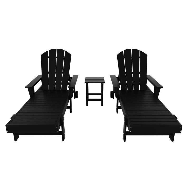 Laguna Outdoor Chaise Lounge Set with Table, Black